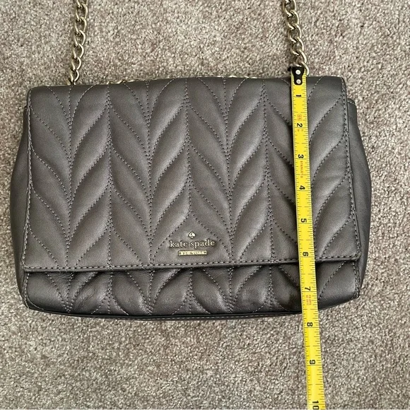 Kate Spade Gray Leather Quilted Shoulder Bag - Picture 12 of 12